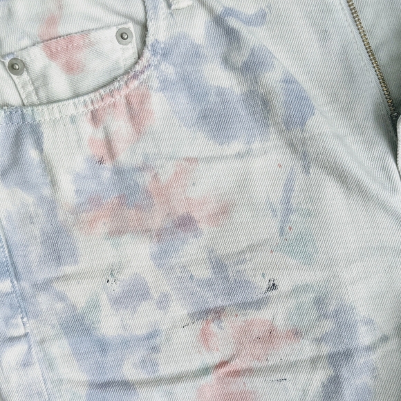 John Elliott Denim Shorts Tie Dye 5-Pocket Fray Hem White Purple Push Pop 29 NWT - Picture 4 of 14